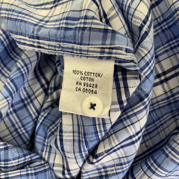 Bugatchi Mens Button Down Shirt Blue Short Sleeve Casual Resortwear - Picture 3 of 4